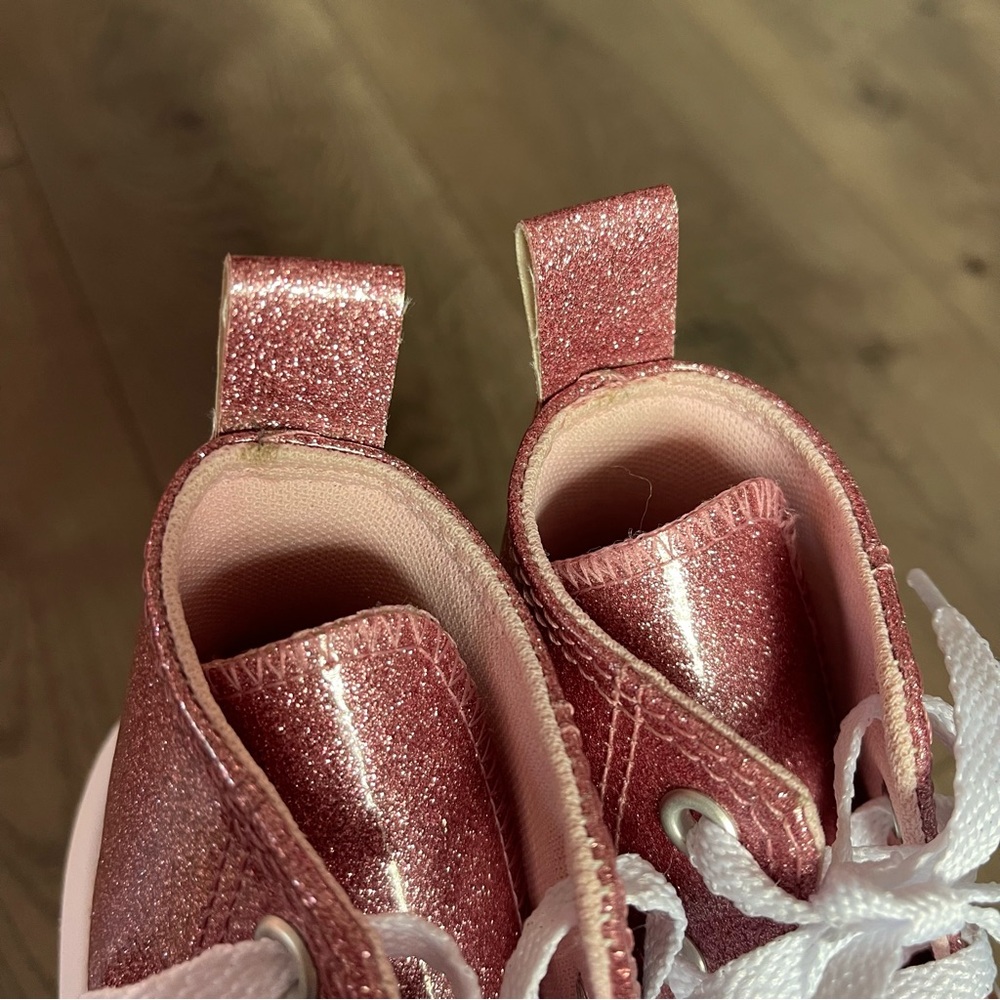 Converse All Star Pink Glitter Move Toddler Size 13 Platform High Top Sneakers - Picture 6 of 10